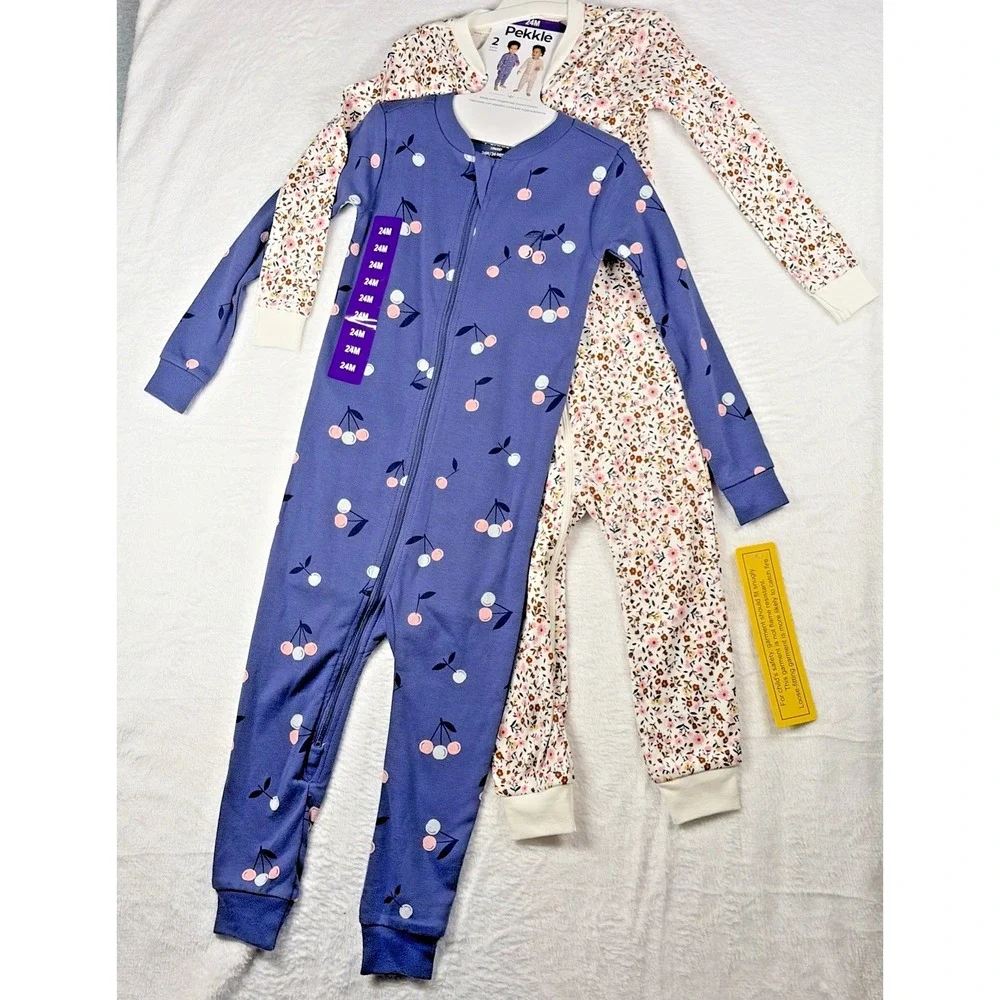 Pekkle 2-pack Sleepers - Cherries & Flowers - 24M - NWT
